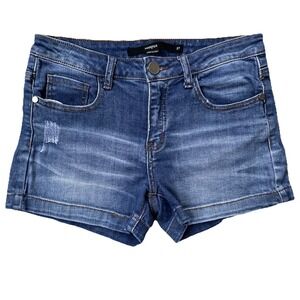 Harper Denim Shorts Womens 27 Medium Wash Distressed Cutoff 3" Inseam